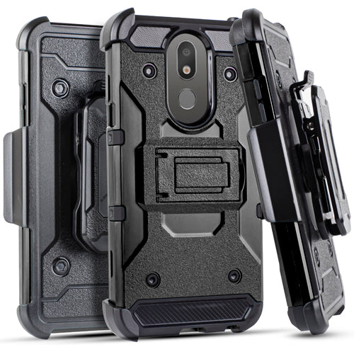GSA Tough Holster Case w/Kickstand for LG Aristo 4 Plus, Tribute Royal - Black