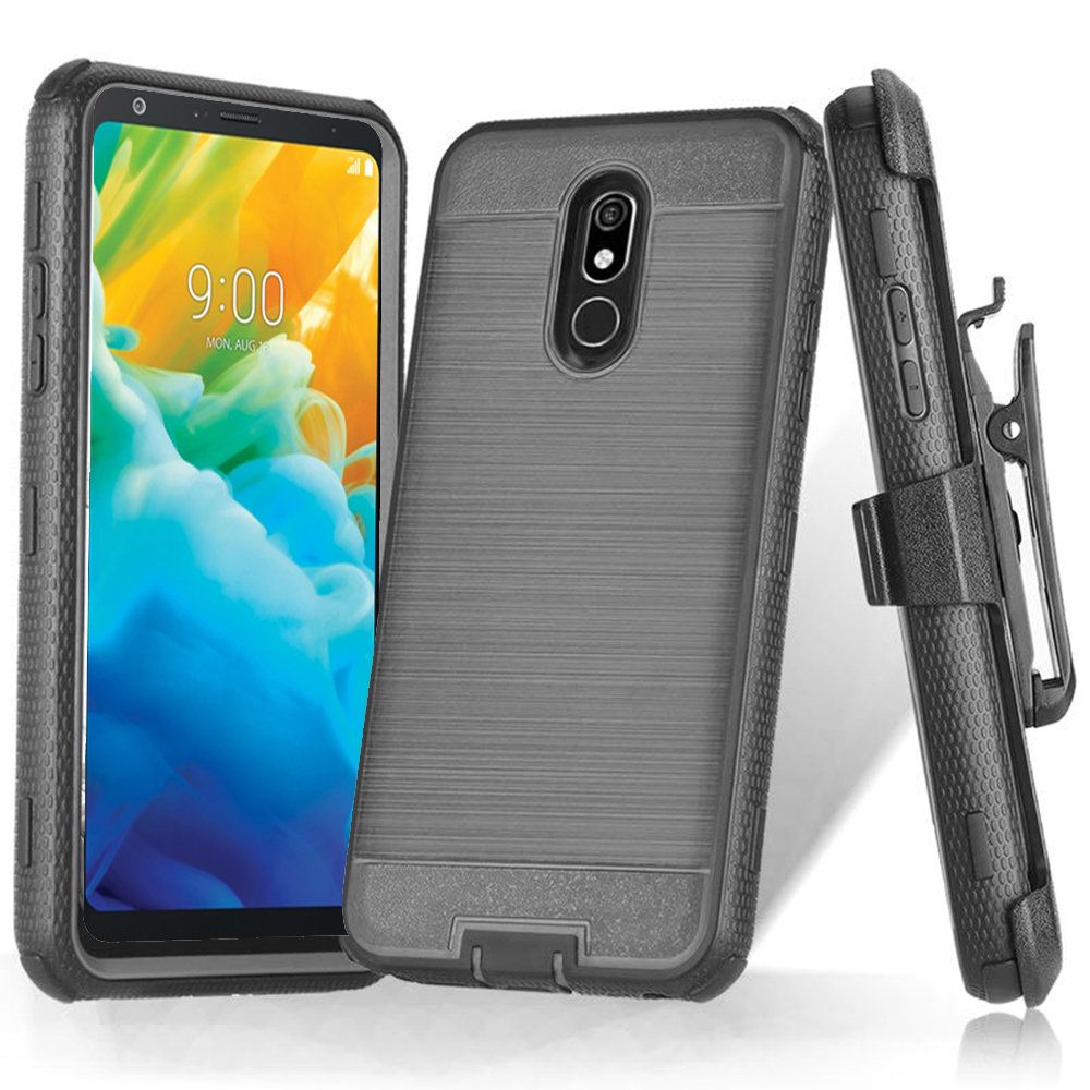 GSA Brushed Hybrid Case w/Holster For LG Stylo 5 - Gray