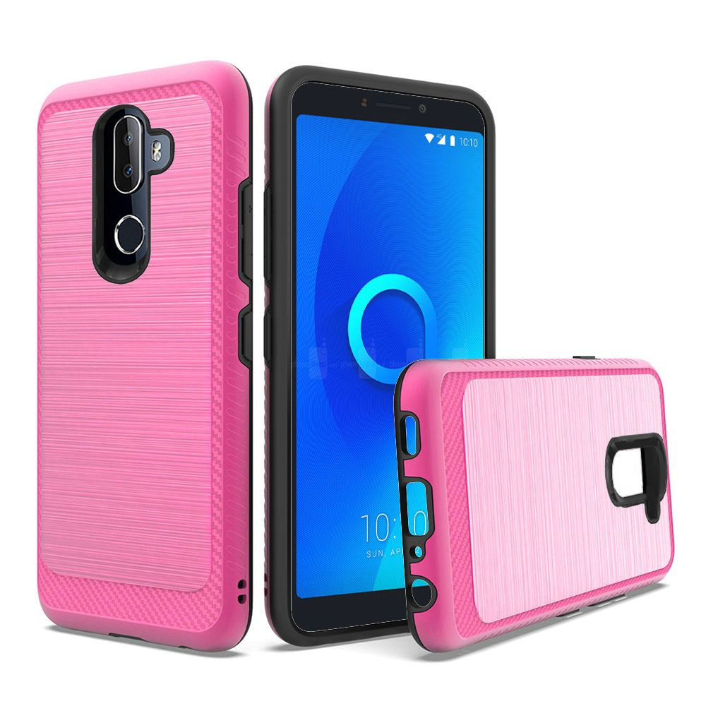 GSA Brushed Case w/Edge Design for Alcatel 3V (2019) - Hot Pink