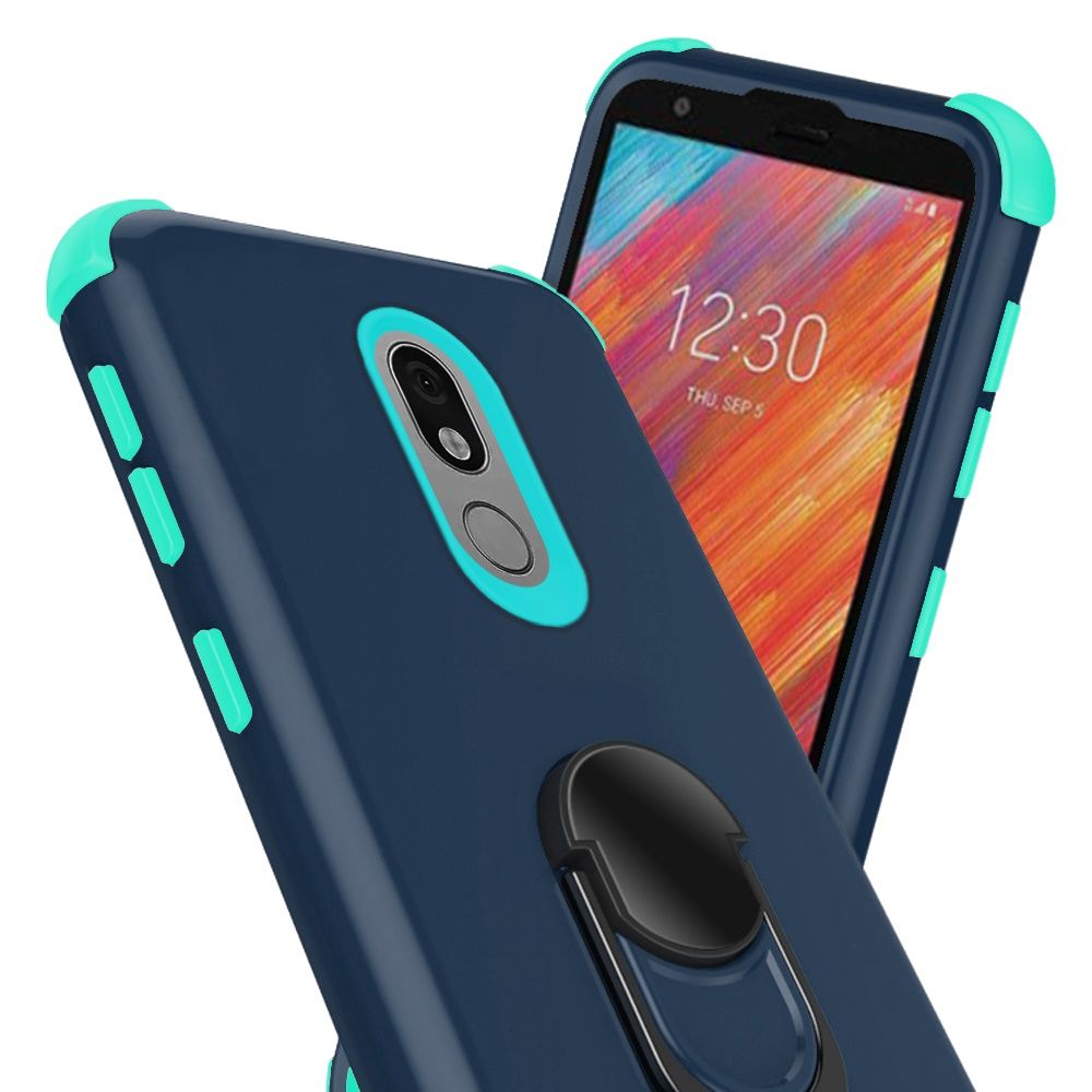 GSA Rubberized Hybrid Case w/Ring Stand for LG Aristo 4 Plus - Blue/Teal