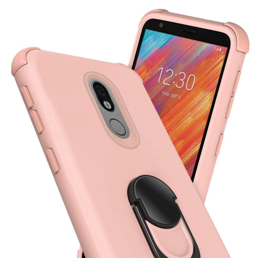 GSA Rubberized Hybrid Case w/Ring Stand for LG Aristo 4 Plus - Rose Gold