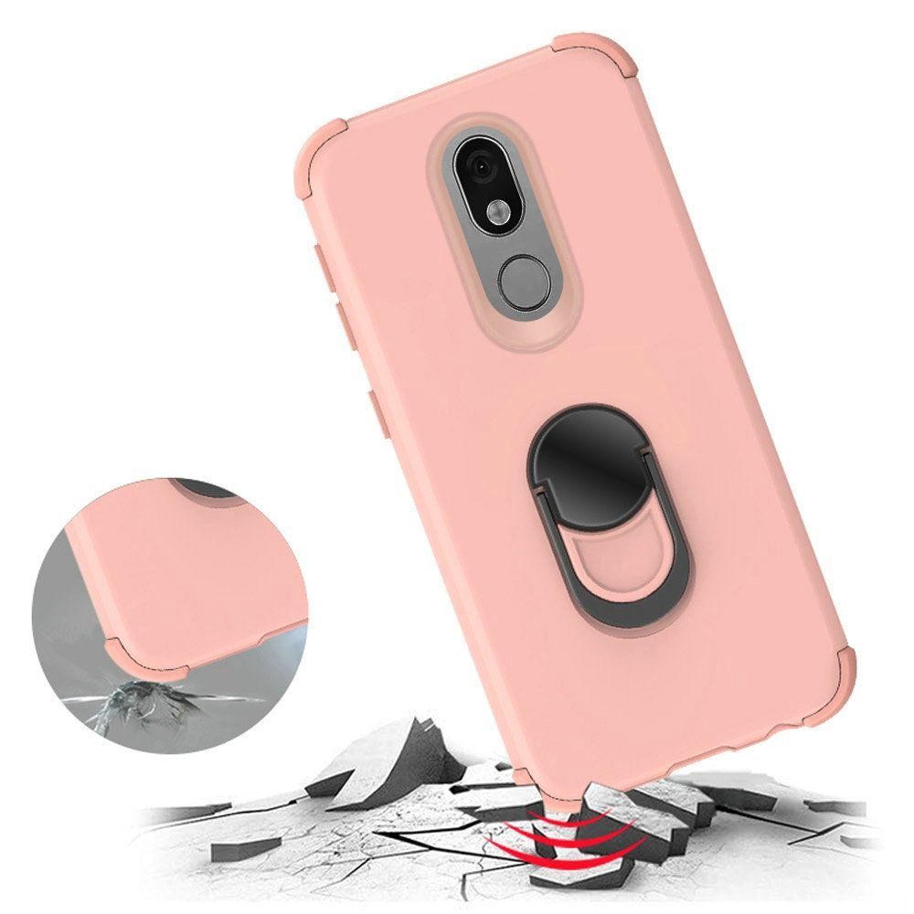 GSA Rubberized Hybrid Case w/Ring Stand for LG Aristo 4 Plus - Rose Gold