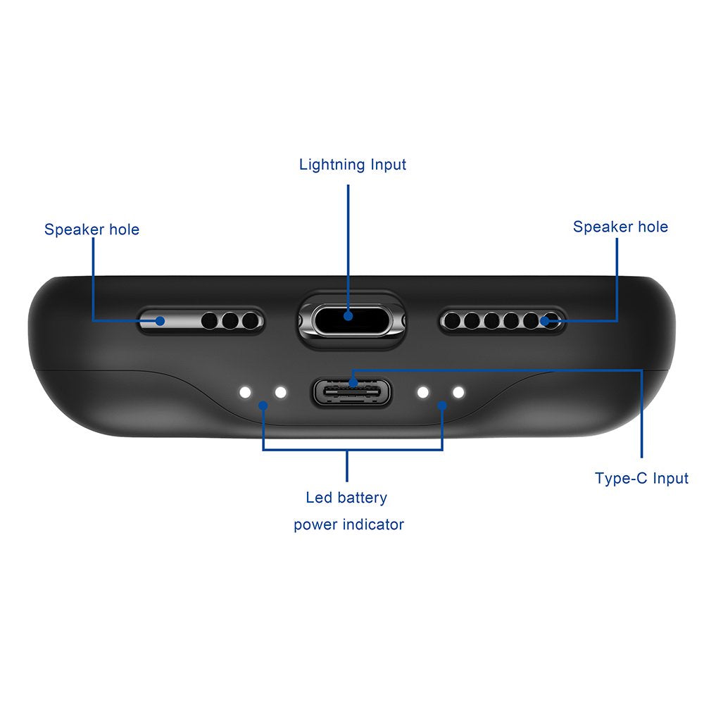 Luxmo 3500MAH External Battery Case Wireless Charging for iPhone 11 Pro, X & XS (5.8") - Black
