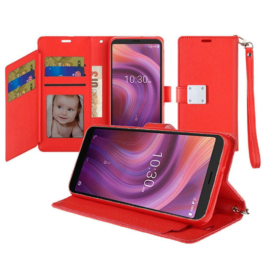 GSA Lux Flip Wallet Case Credit Card For Alcatel 3V (2019) - Red