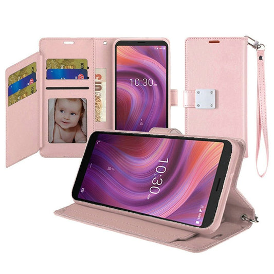 GSA Lux Flip Wallet Card SLot Case for Alcatel 3V(2019) - Rose Gold