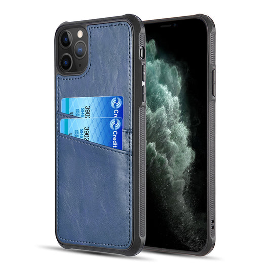 GSA Leather Dual Credit Card Id TPU Case for iPhone 11 Pro (5.8") Navy
