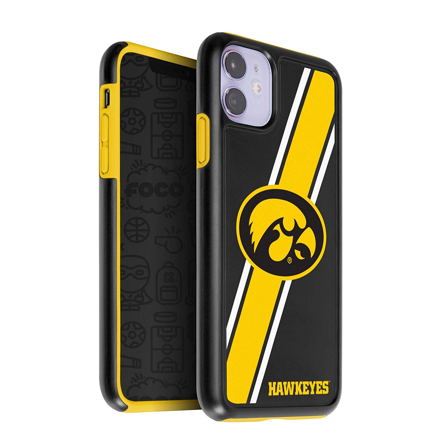 FOCO NCAA Iowa Hawkeyes Hybrid Case for iPhone 11 Pro, X & XS (5.8")