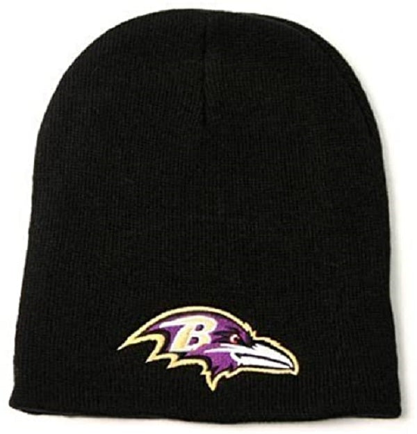 SLW NFL Licensed Baltimore Ravens Knit Uncuffed Beanie Hat - Classic Black