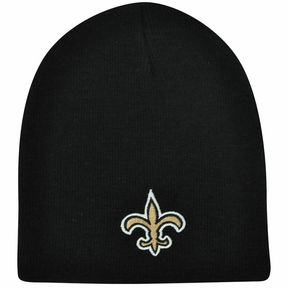 SLW NFL Licensed New Orleans Saints Knit Uncuffed Beanie Hat - Classic Black