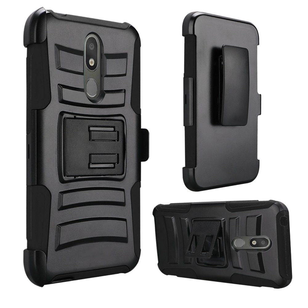 GSA Car Armor Holster Case w/Kickstand for LG Aristo 4 Plus - Black