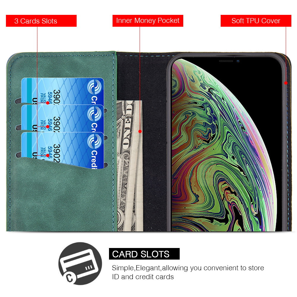 GSA Leather Gentleman Folio Wallet Case for iPhone 11 Pro (5.8") - Green
