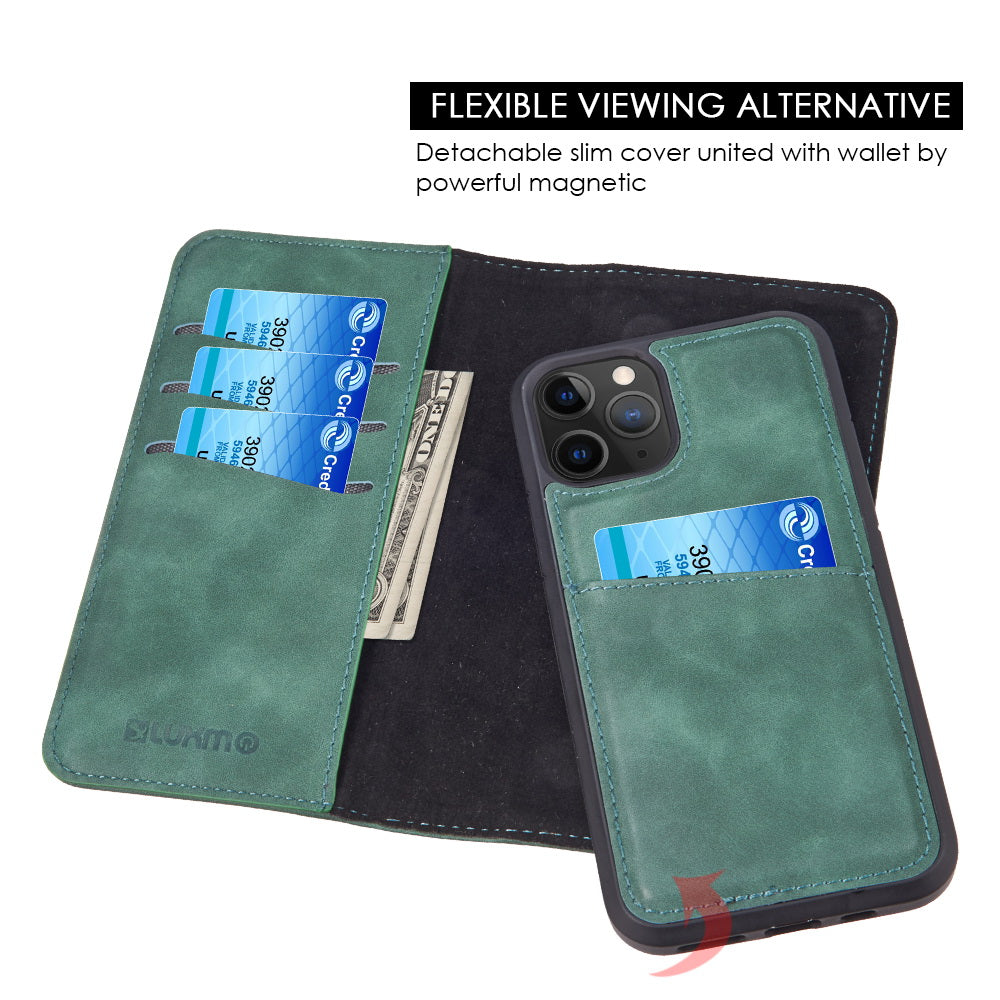 GSA Leather Gentleman Folio Wallet Case for iPhone 11 Pro (5.8") - Green