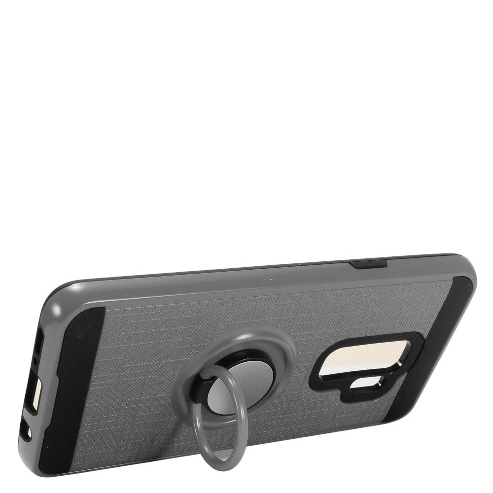 GSA Brushed Case w/Magnetic Ring Stand for Samsung Galaxy S9 Plus - Gray