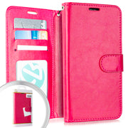 GSA Leather Flip Wallet Case for Samsung Galaxy A01 - Hot Pink