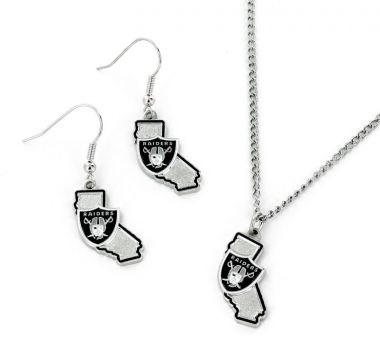 Aminco NFL Officially Licensed Oakland Raiders CA State Earring/Necklace Set