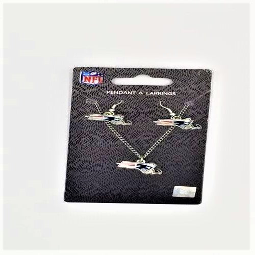 Aminco NFL Officially Licensed New England Patriots State Earring/Necklace Set