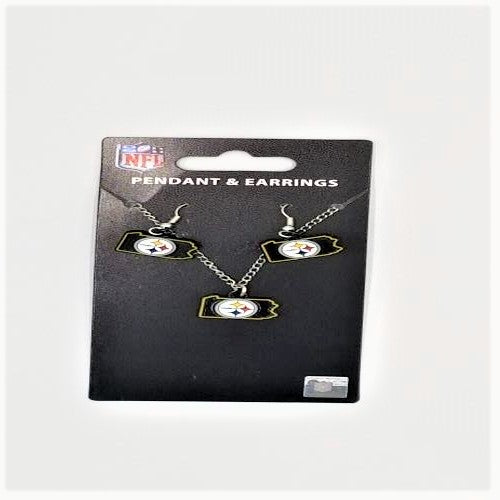 Aminco NFL Officially Licensed Pittsburgh Steelers State Earring/Necklace Set