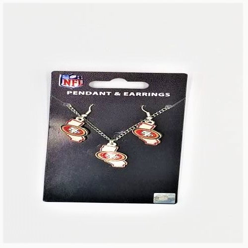 Aminco NFL Officially Licensed San Francisco 49ERS State Earring/Necklace Set