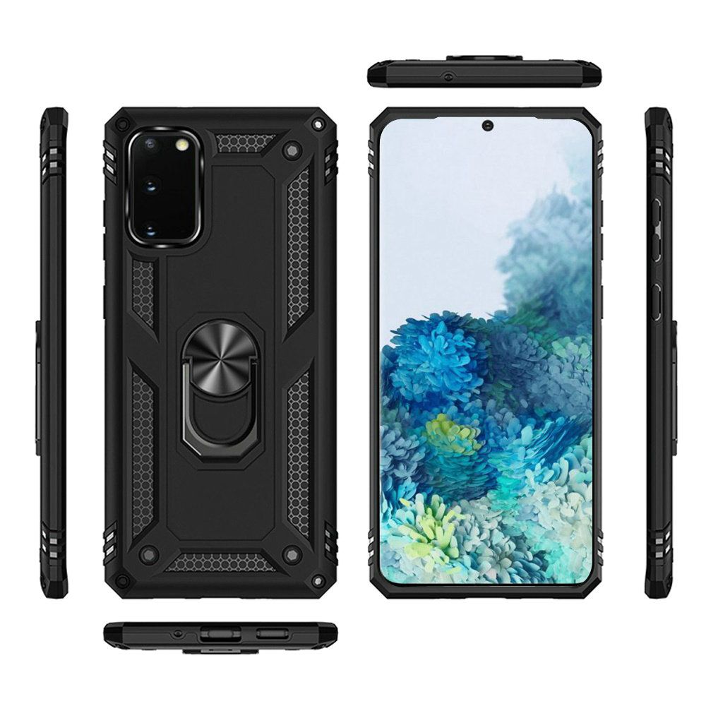 GSA Slim Shockproof Case w/Ring Stand for Samsung Galaxy S20 (6.2") Black
