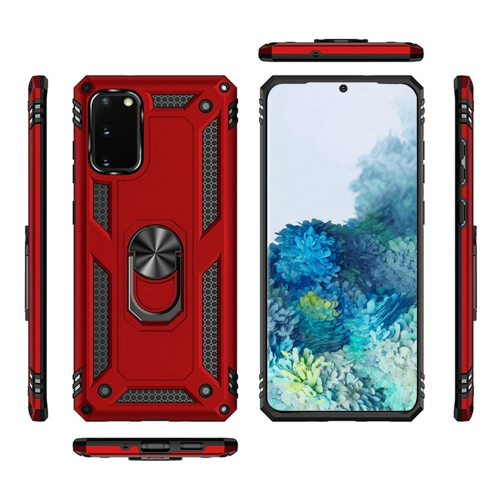 GSA Slim Shockproof Case w/Ring Stand for Samsung Galaxy S20 (6.2") Red
