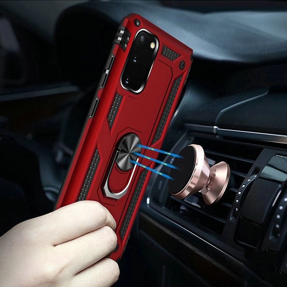 GSA Slim Shockproof Case w/Ring Stand for Samsung Galaxy S20 (6.2") Red