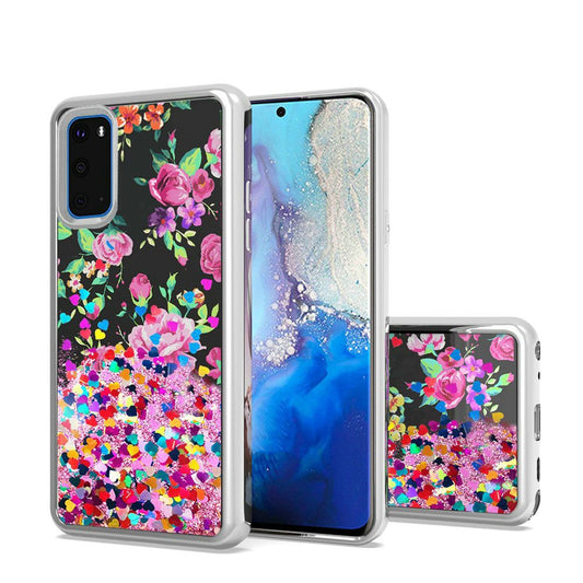 GSA Liquid Glitter Floral Design Case for Samsung Galaxy S20 6.2" - Multi Color