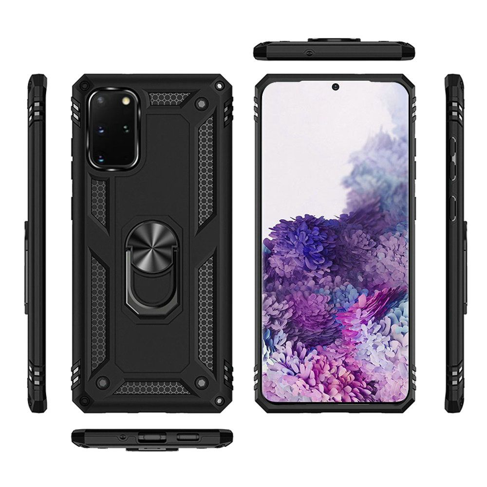 GSA Slim Shockproof Case Ring Stand for Samsung Galaxy S20 Plus - Black