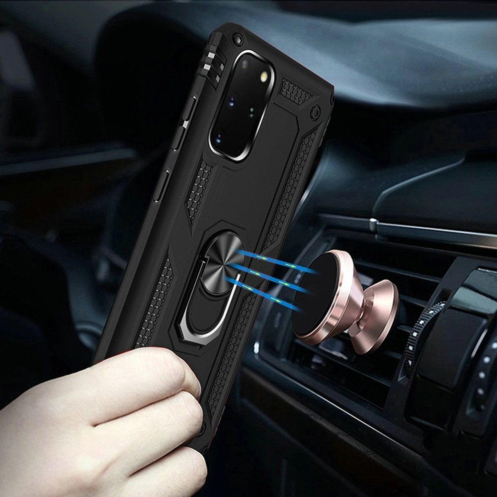 GSA Slim Shockproof Case Ring Stand for Samsung Galaxy S20 Plus - Black