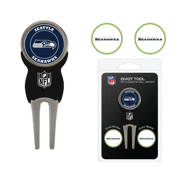 Team Golf NFL Seattle Seahawks Divot Tool with 3 Golf Ball Markers Set