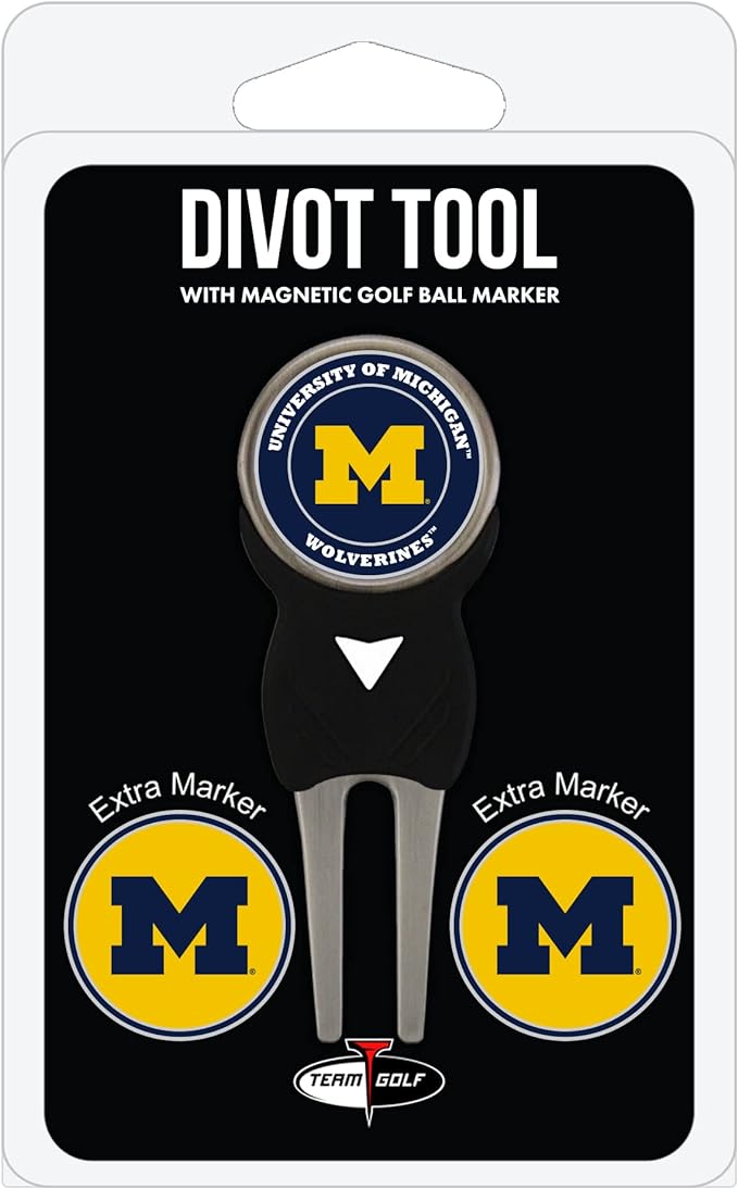 Team Golf NCAA Michigan Wolverines Divot Tool with 3 Golf Ball Markers Set
