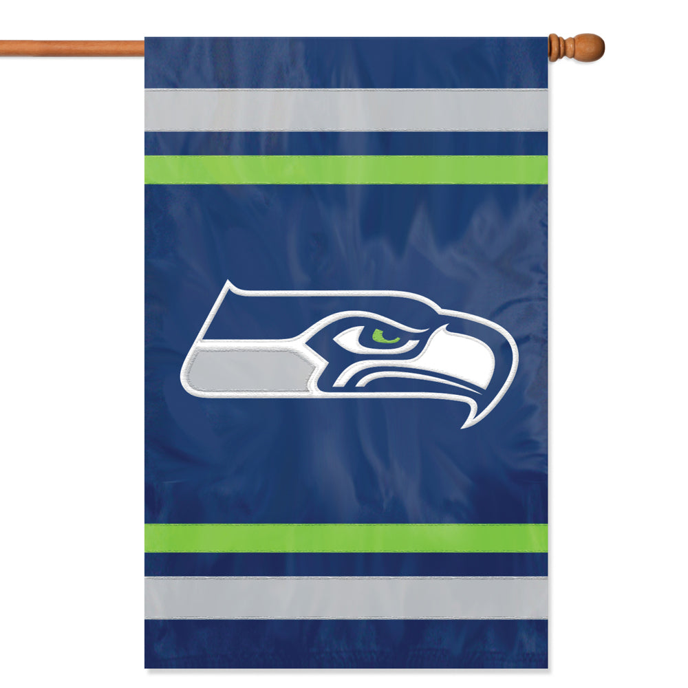 Party Animal NFL Seattle Seahawks 2-Sided 44" X 28" Applique Banner Flag