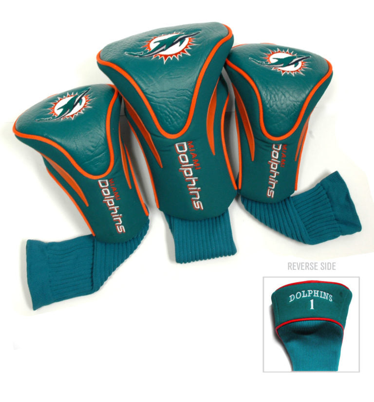 Team Golf NFL Miami Dolphins Contour Golf Club Headcovers 3-Pack