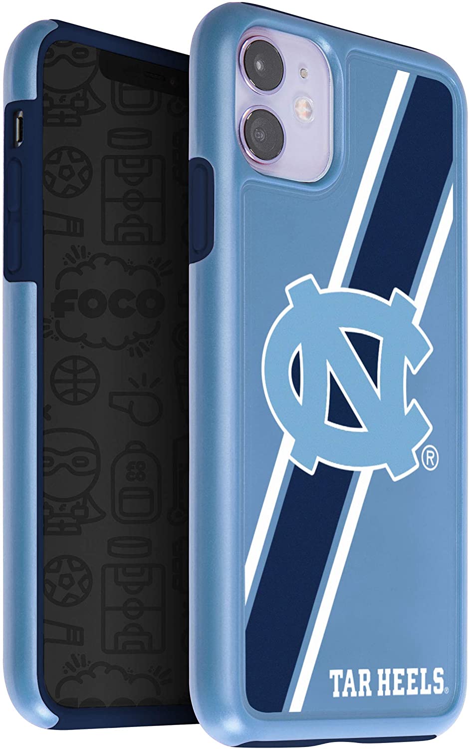 FOCO NCAA North Carolina Tarheels Dual Hybrid Case for iPhone 11 & XR (6.1")