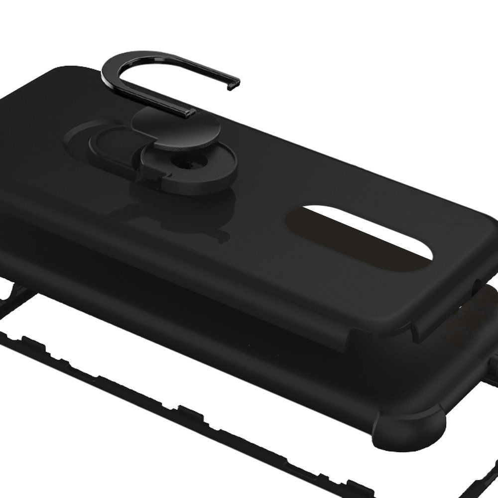GSA Astronoot Rubber Hybrid Case w/Ring Stand for LG Aristo 4 Plus - Black