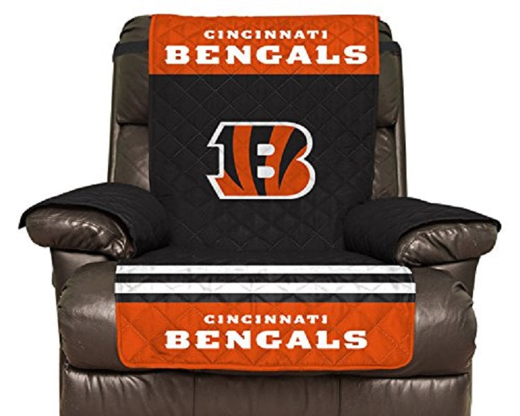 Pegasus Sports NFL Cincinnati Bengals Furniture Protector with Elastic Straps, Recliner, Black