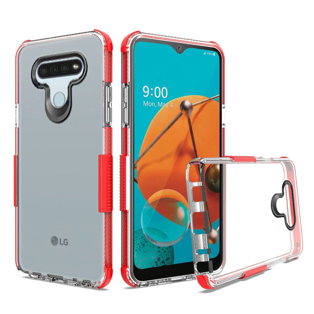 GSA Premium Side Spine Bumper Case for LG K51 - Clear/Red