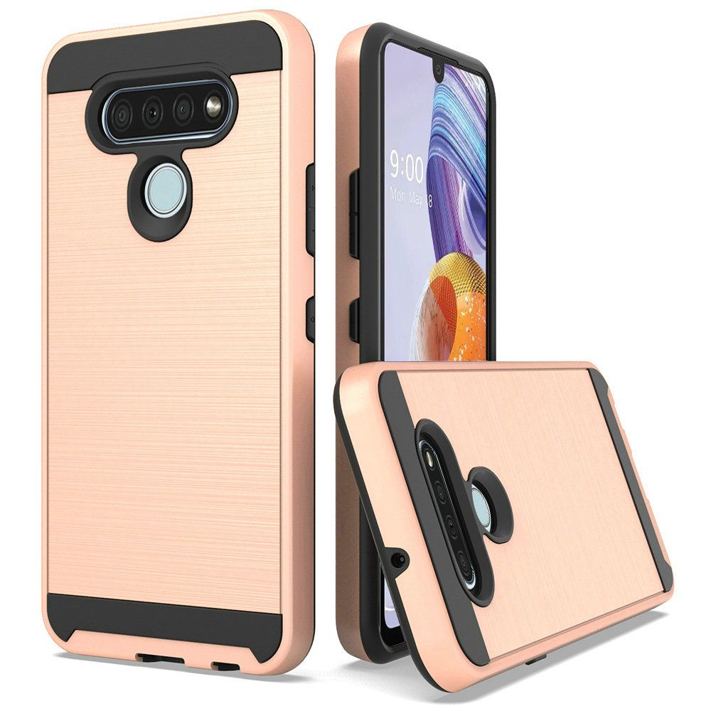 GSA Premium Brushed Hybrid Case for LG Stylo 6 - Rose Gold/Black