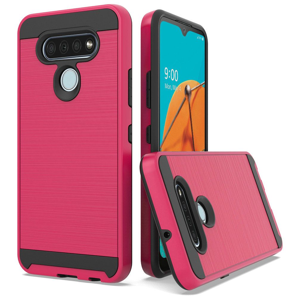 GSA Brushed #2 Hybrid Case for LG K51 - Hot Pink/Black