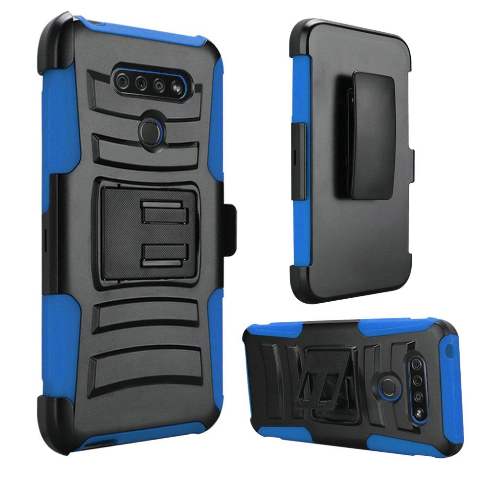 GSA Car Armor Holster Case w/Kickstand for LG K51 - Black Blue