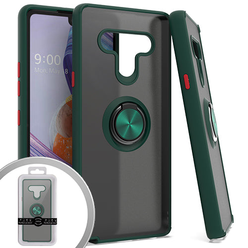 EMAX Premium Matte Case with Ring Stand for LG Stylo 6 - Green/Red