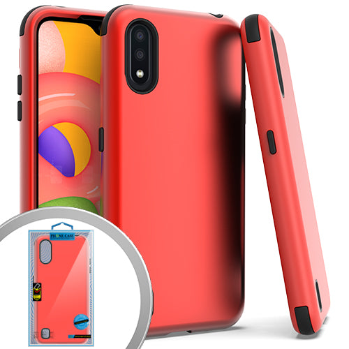 GSA Slim Rubber Armor Hybrid Case for Samsung A01 - Red/Black