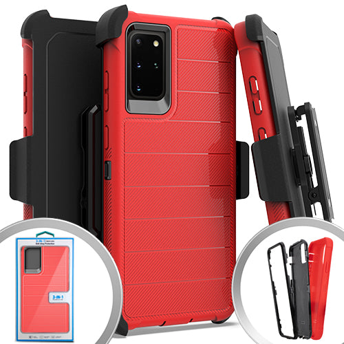 GSA Textured Stripe Holster Case for Samsung Galaxy S20 Plus - Red
