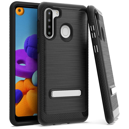 GSA Brushed Case w/Kickstand for Samsung Galaxy A21 - Black