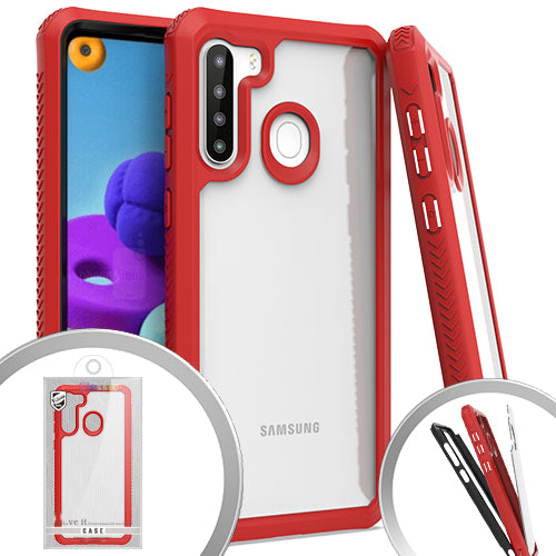 GSA Shockproof Bumper Case for Samsung Galaxy A21 - Clear Red