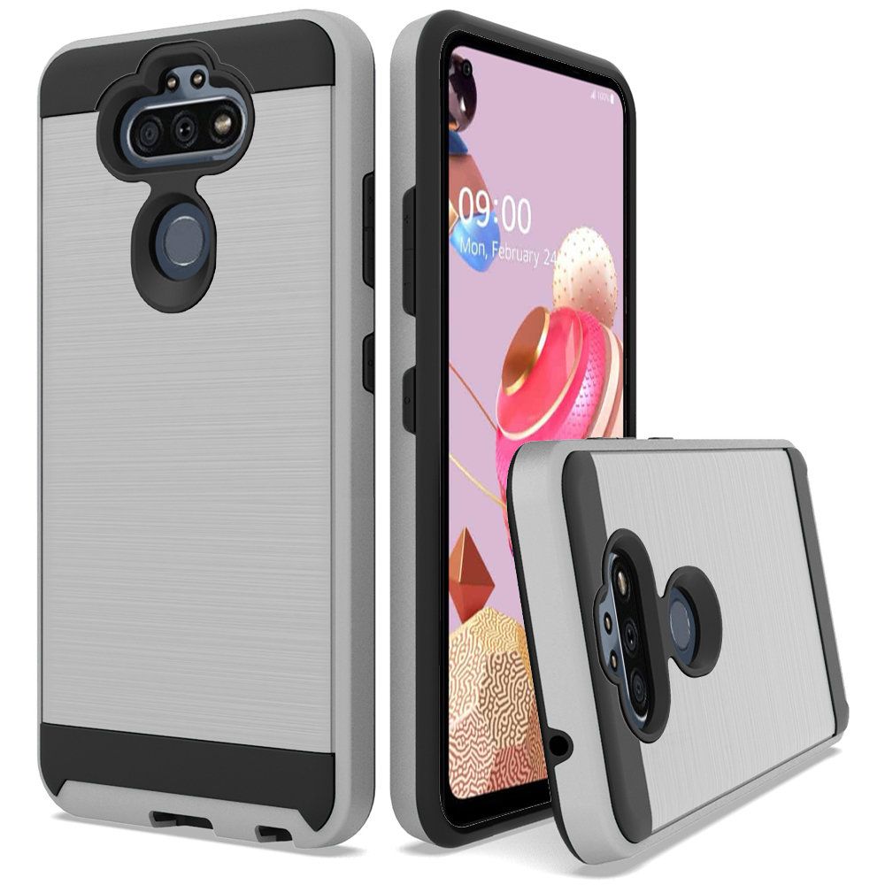 GSA Brushed Hybrid Case for LG Aristo 5, Phoenix 5 - Silver/Black