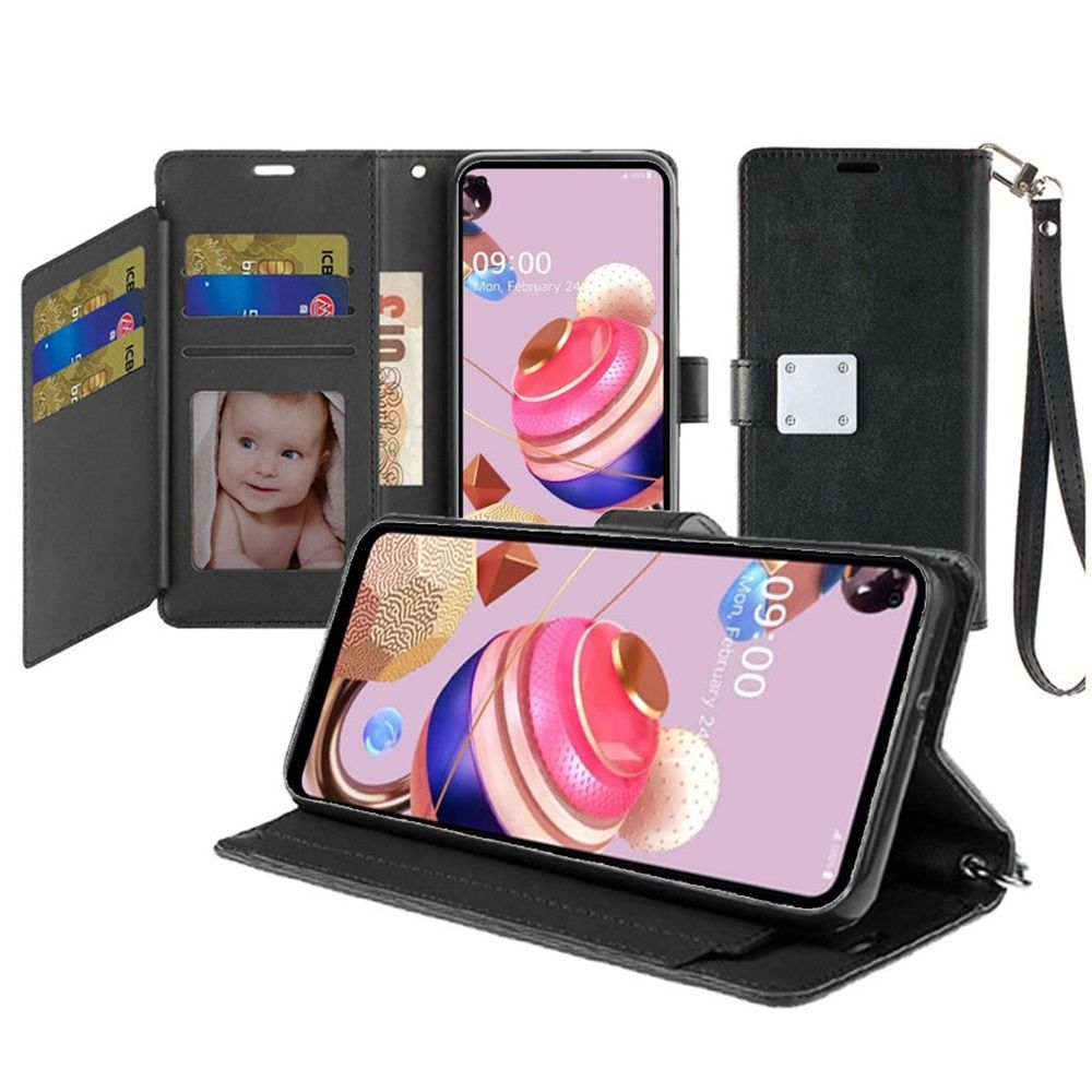 GSA Leather Flip Wallet Case for LG Aristo 5 - Black