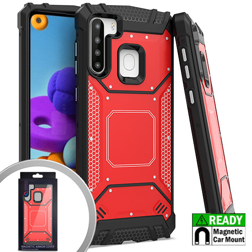 GSA Screw Metal Jacket Case for Samsung Galaxy A21 - Red/Black
