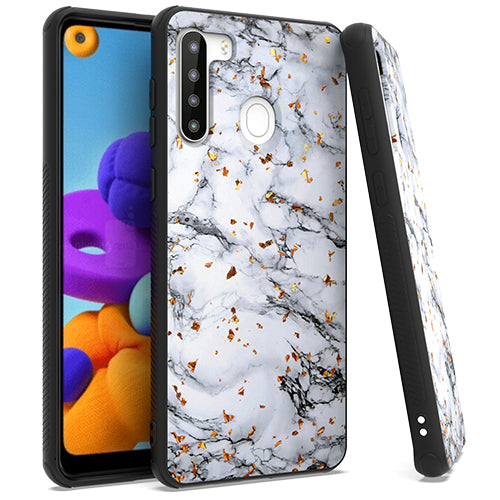 GSA Gold Flake Marble Candy Case for Samsung Galaxy A21 - White