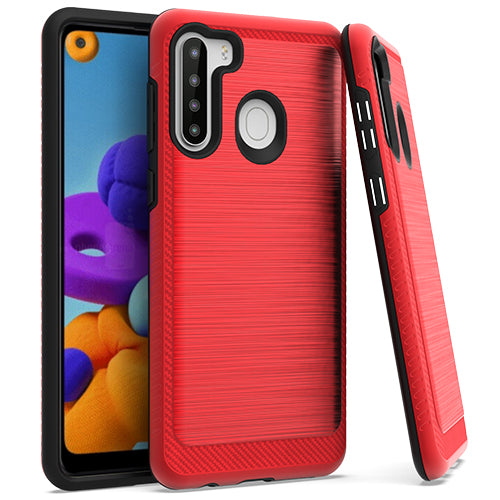 GSA Brushed Case w/Edge Design for Samsung Galaxy A21 - Red