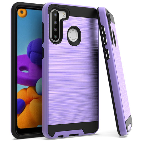 GSA Slim Dual Layer Brushed Case for Samsung Galaxy A21 - Purple/Black
